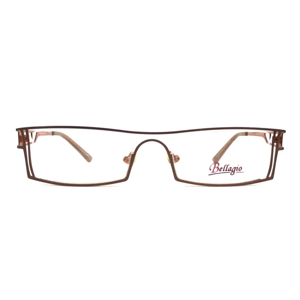 Bellagio Eyeglasses Frames C-01 B460 Brown Orange Rectangle Semi Rim 50-18-135